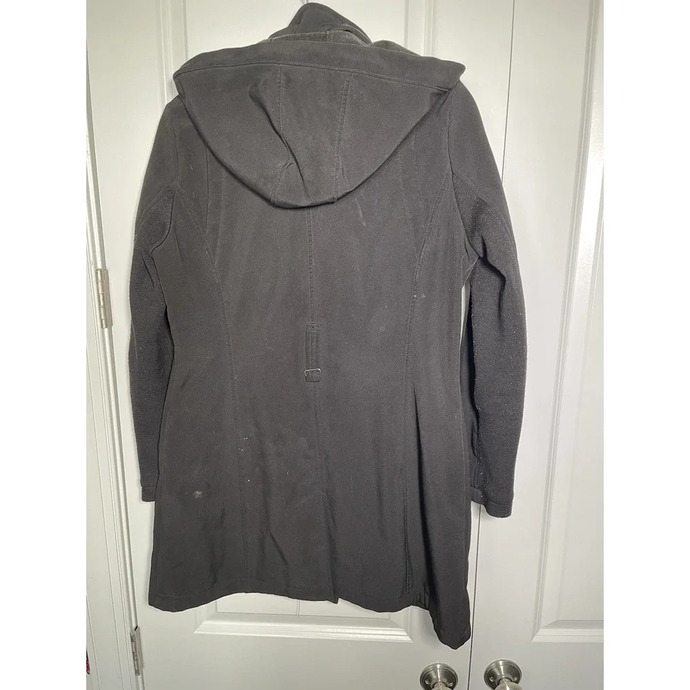 Calvin Klein Hooded Winter Coat Women's Size PM Black Mid-length Heavy Trench